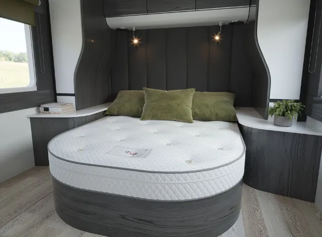 D Luxe Hybrid Caravan Motorhome Island Bed Mattress Lifestyle