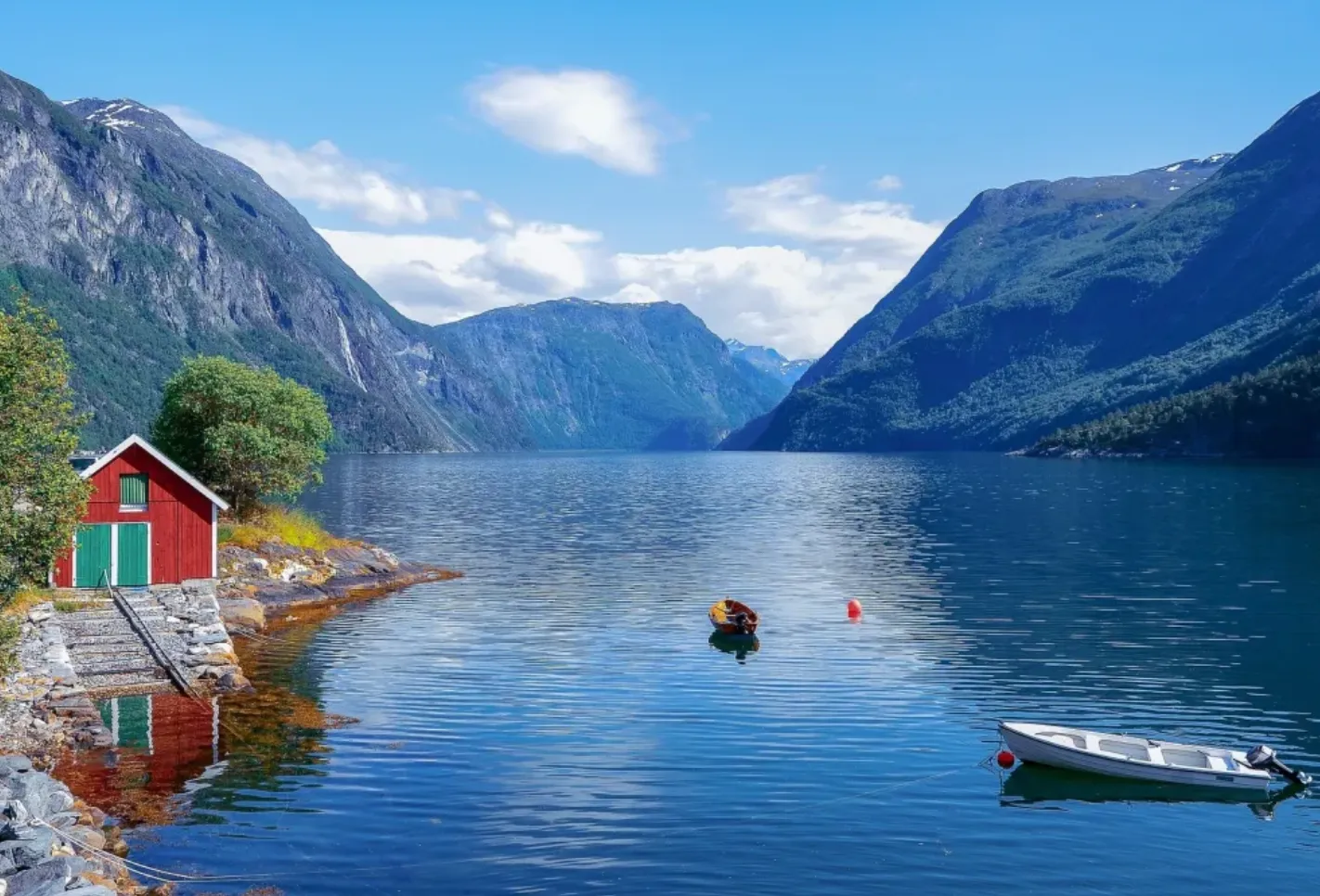 M And A Tour Flyer Stunning Norway 4 Fjord With Red House And Boat